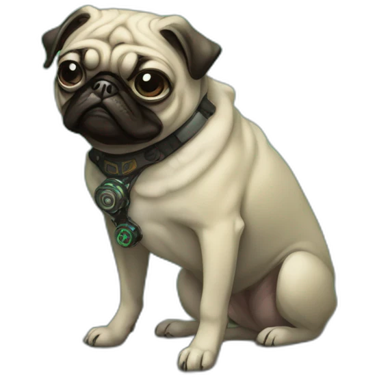 A cyberpunk pug in Art Nouveau style during 1910 emoji