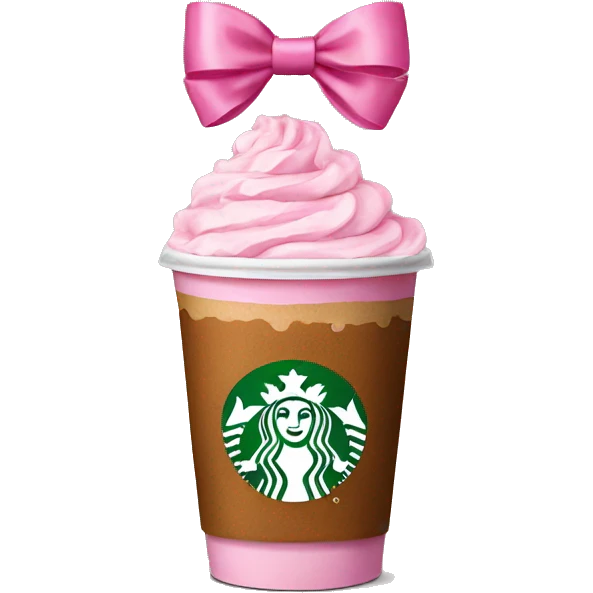 Starbucks drink with a pink bow emoji