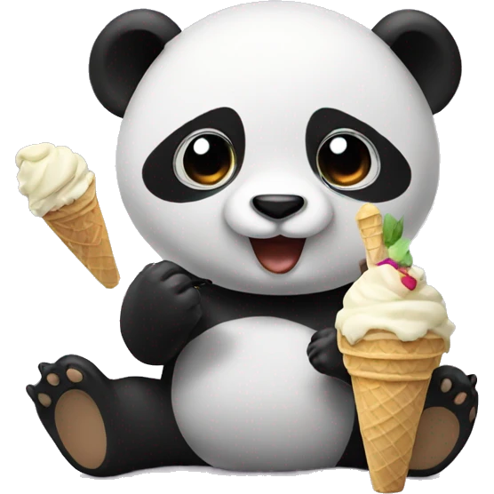 Panda eating ice cream emoji