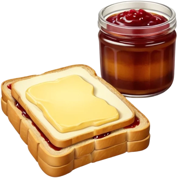 make a 2 slice of bread with butter and jam on top of it with not face emoji