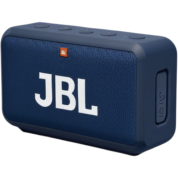 Navy blue and black maritime camouflage JBL Go 4, minimalist design, sleek portable speaker, simplified form emoji