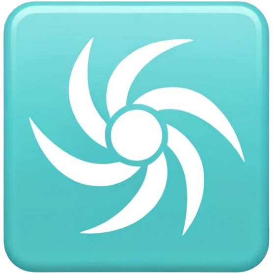 a Tiny compressed Stylized light-turquoise wind symbol inside a pastel white square icon, light turquoise borders emoji