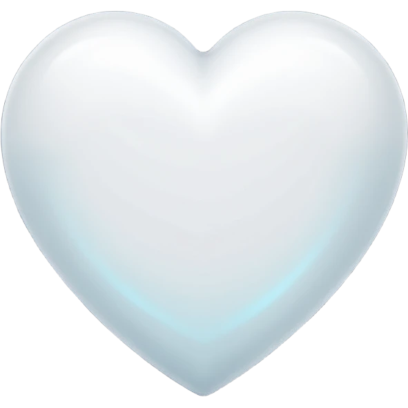 white heart with a soft shadow and glow emoji