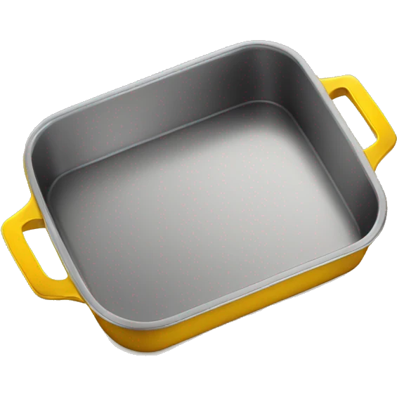 Realistic empty metallic yellow baking pan with handles emoji
