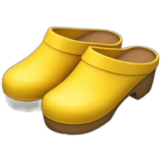 Two yellow clogs with closed heel emoji