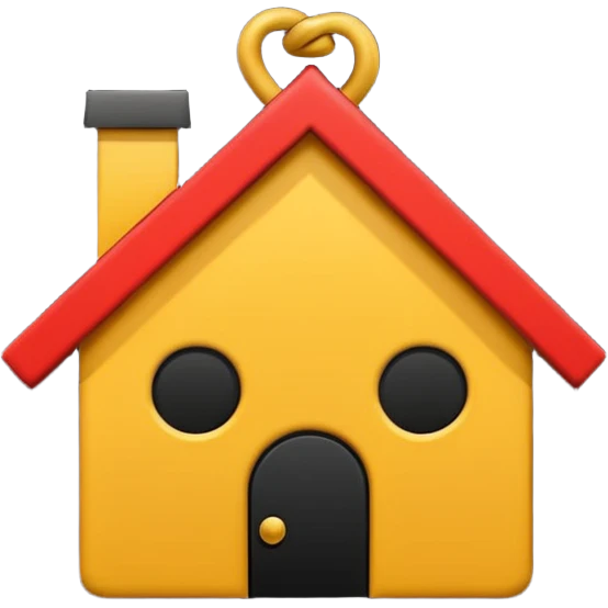 simple emoji icon of a house tied into a small knot, minimal, clean lines, single color, white background emoji