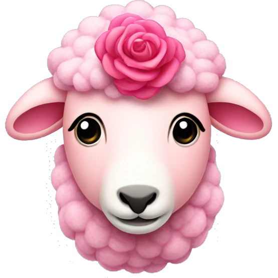 pink plush sheep with a rose on its head emoji