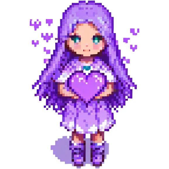 girl with purple hearts emoji