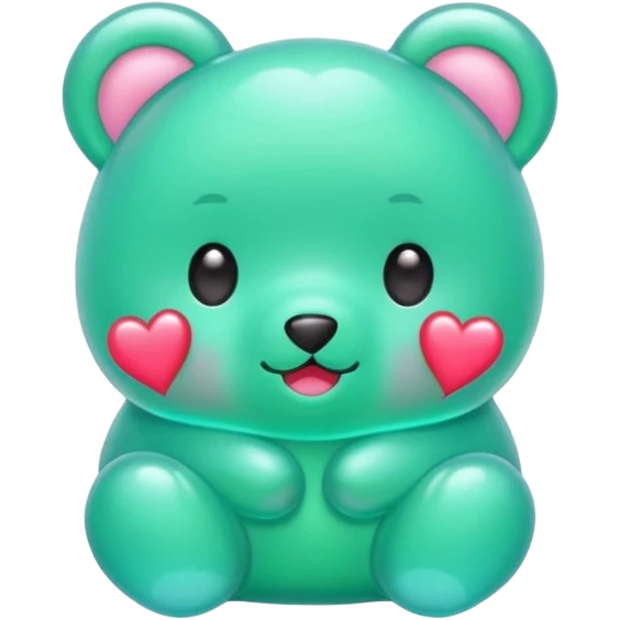 Oso gummy color verde agua  corazón rosa kawaii emoji