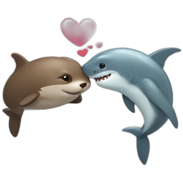 Otter and shark in love emoji