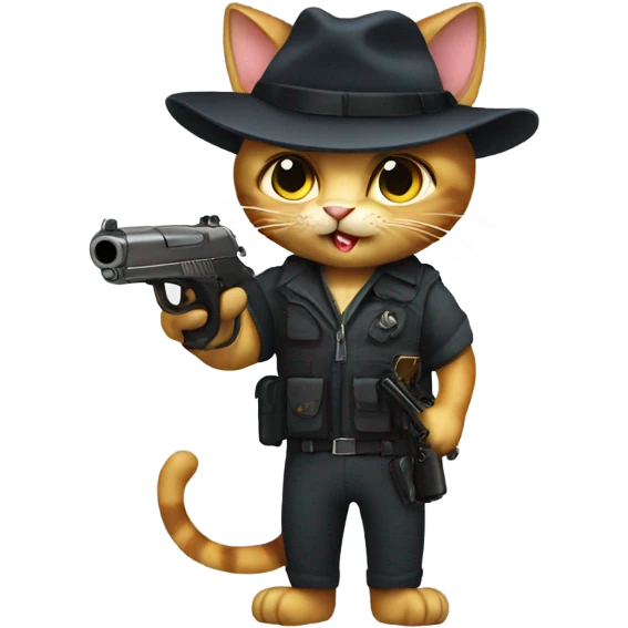 Cat with a gun emoji