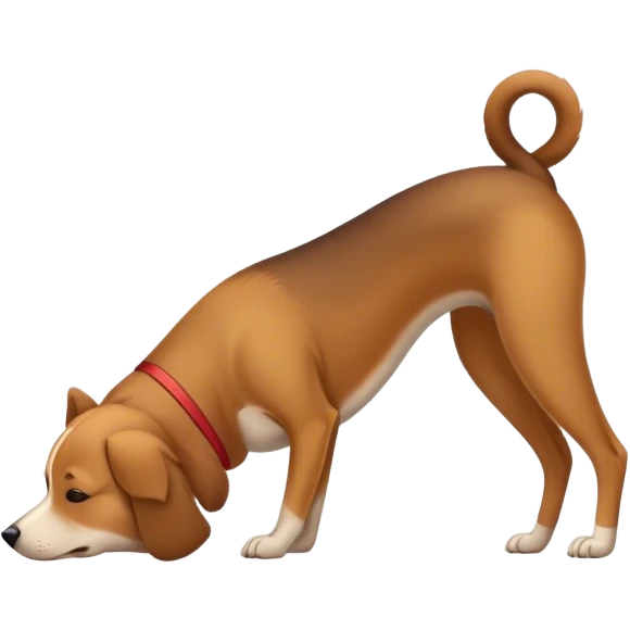 Dog doing downward dog position emoji