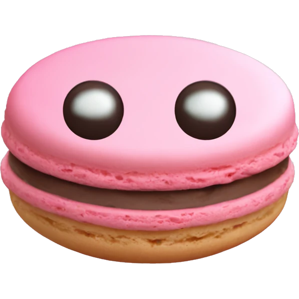 Macaron cookie with a face crying, only one, pink cookie and pink filling emoji