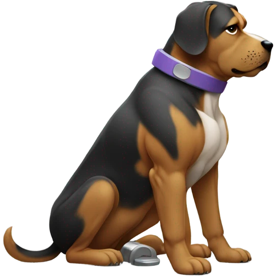 Dog squating weights emoji