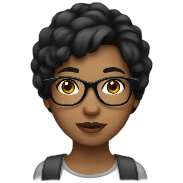 black haired girl with glasses emoji