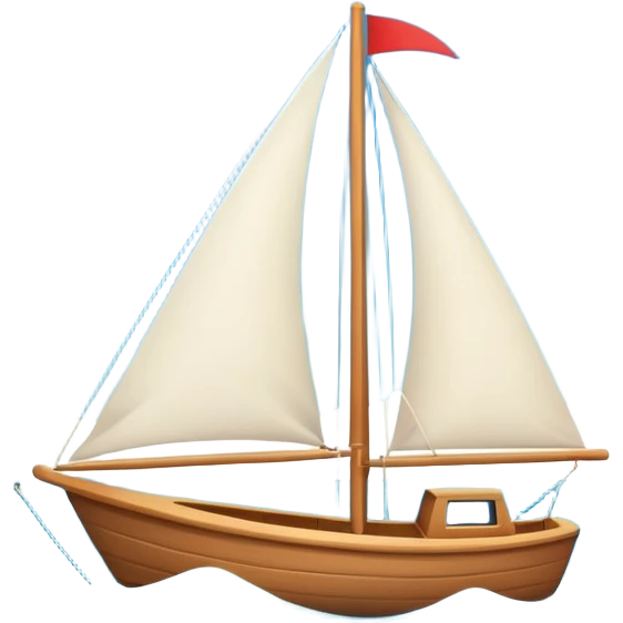 A small sailboat emoji sailing on the ocean, with half the sky showing the sun and half showing the moon. Minimal vector style, soft gradients, white background. emoji