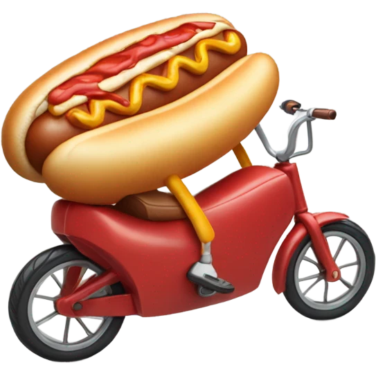 A hotdog riding a bicycle emoji