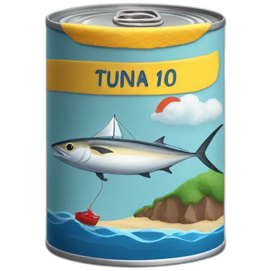 tin can of tuna with a sail boat emoji
