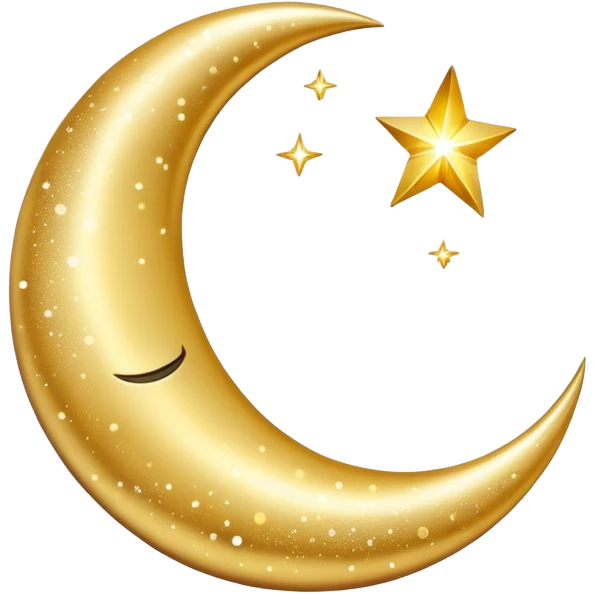 golden crescent moon with sparkes emoji
