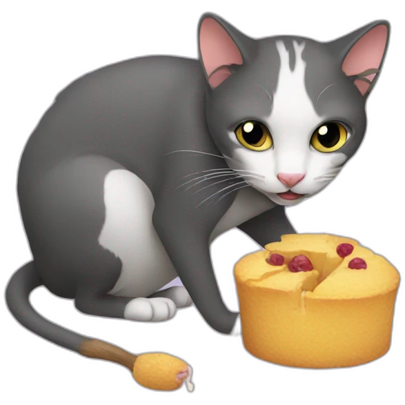 Cat eating a rat emoji