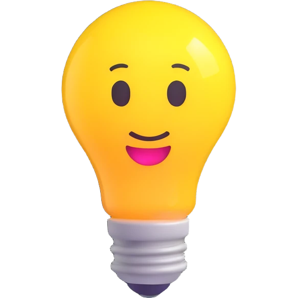 glowing lightbulb representing an idea 3D emoji style emoji