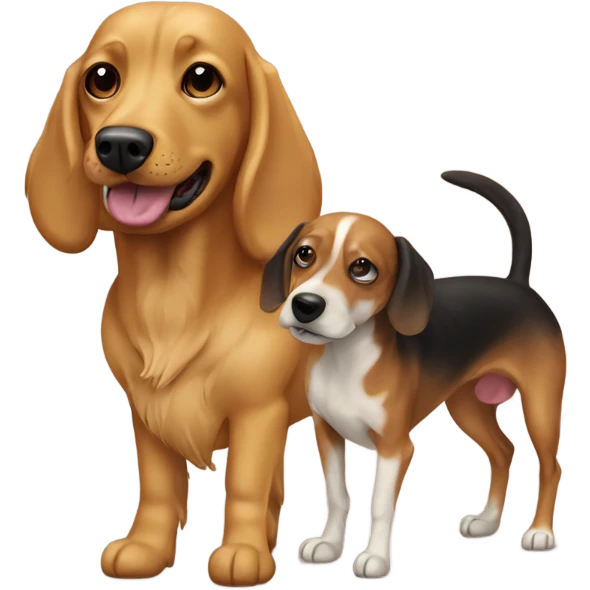 Mixed snouzer dog with a daushund dog golden brown emoji