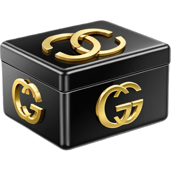 black box with the words “GUCCI” inside  emoji