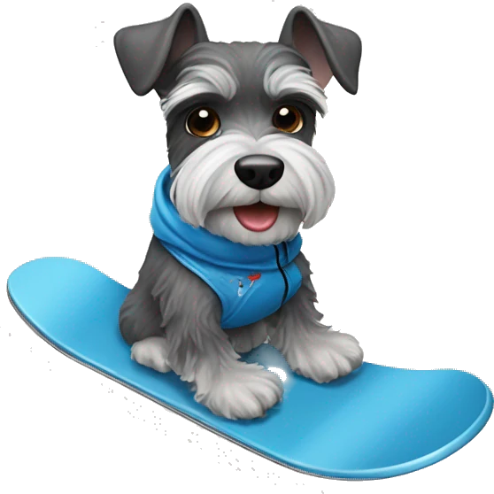 Miniature schnauzer snowboarding  emoji