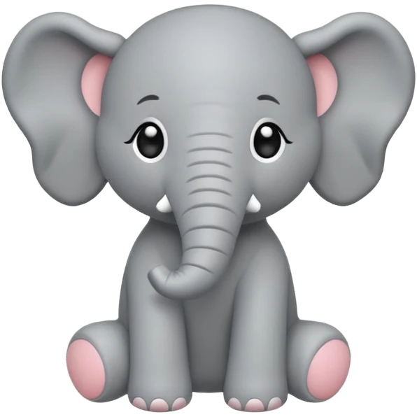 Chibi style Plush elephant emoji