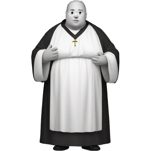 fat catholic monk in black and white robe emoji