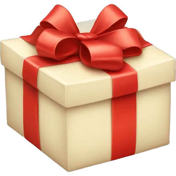 Cream colored gift with red bow emoji