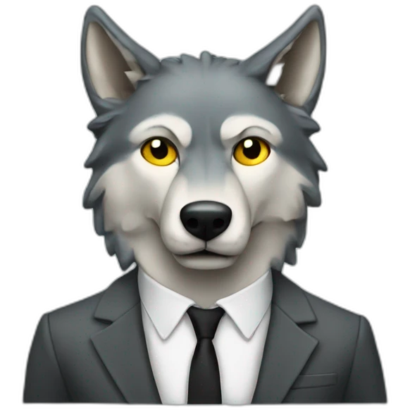 wolf with suit and dollar sign instead of eyes emoji