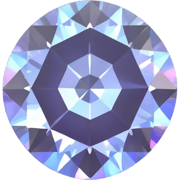 gemstone emoji, round white diamond in silver prongs, gentle holographic glow emoji