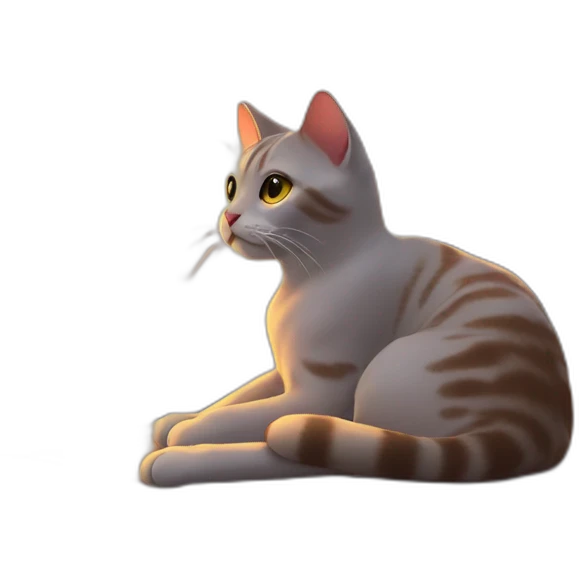 Cat Watching Sunset Scene emoji