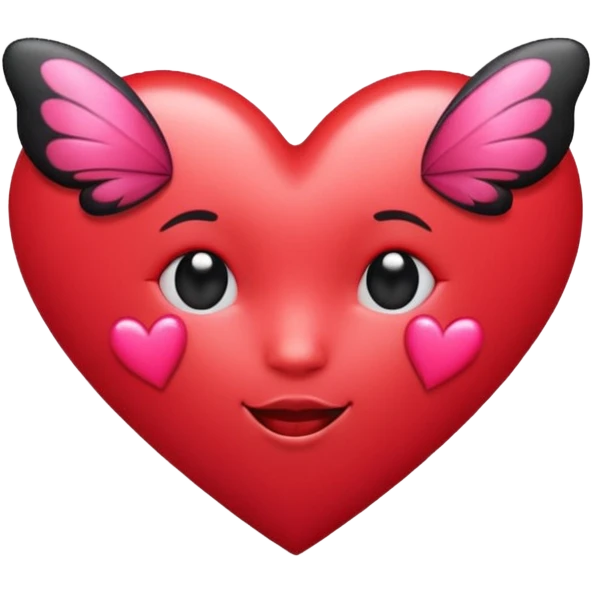 Really cool heart emoji for my sexy girlfriend that’s mainly  red & black. With just tiny hot pink butterflies on it.  emoji