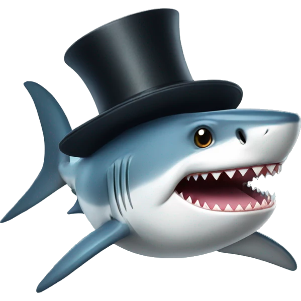 Shark with a top hat emoji