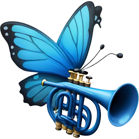 Blue butterfly playing the trumpet  emoji