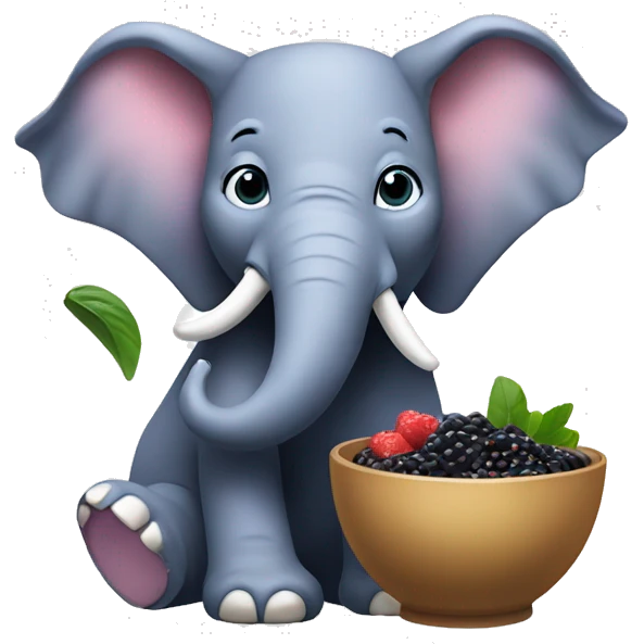 Elephant eating and açaí bowl emoji