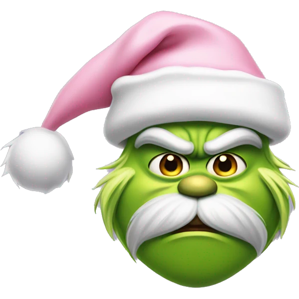 Grinch with a light pink santa hat emoji
