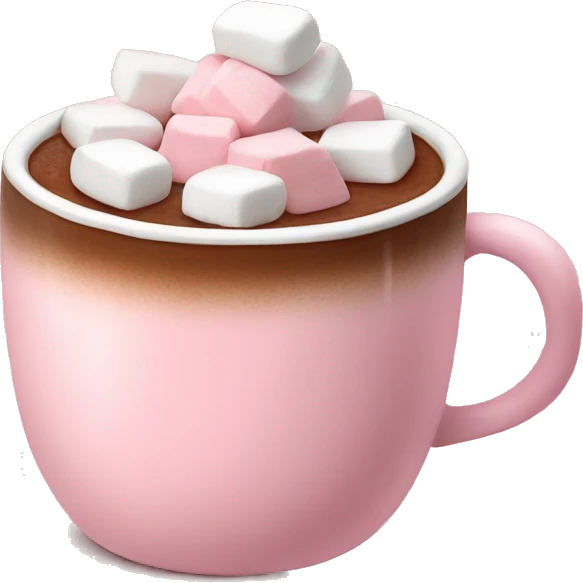 Light Pink mug of hot chocolate with marshmallows  emoji