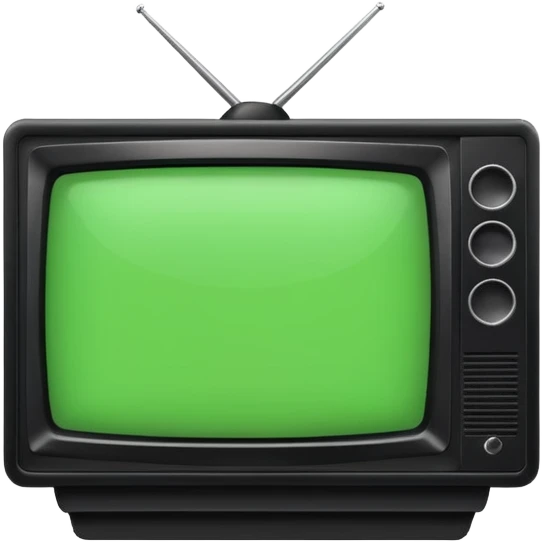 черный телевизор с зеленым экраном и пиксельным рисунком на экране emoji