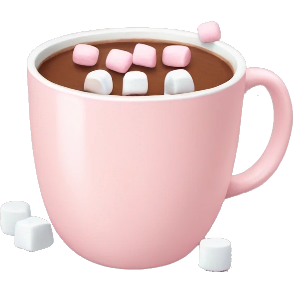 Light Pink mug of hot chocolate with marshmallows  emoji