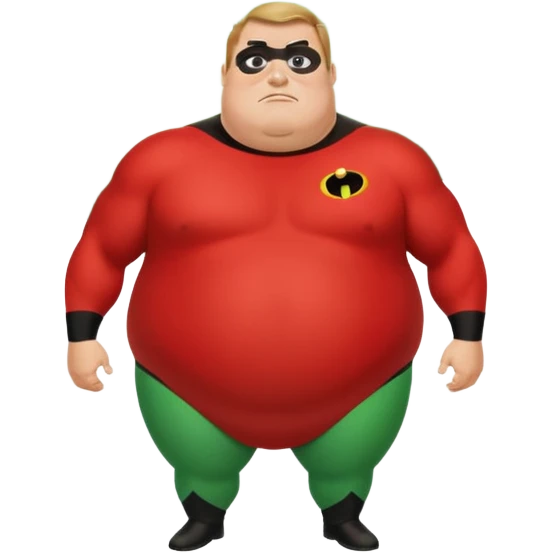  fat mr incredible  with green instead of red farting with giant green fart cloud emoji