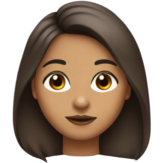 Can you make a brown haired olive skin medium length hair brown full lips, tiny straight nose, big doe eyes voluminous hair emoji
