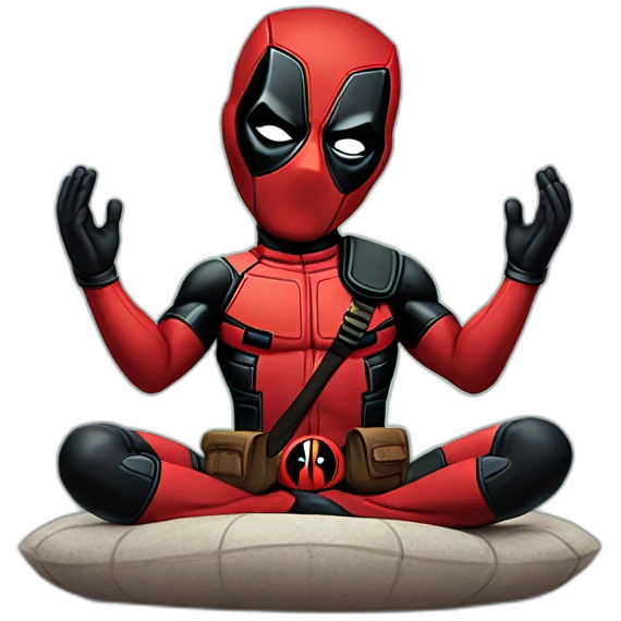 Deadpool doing a meditation emoji