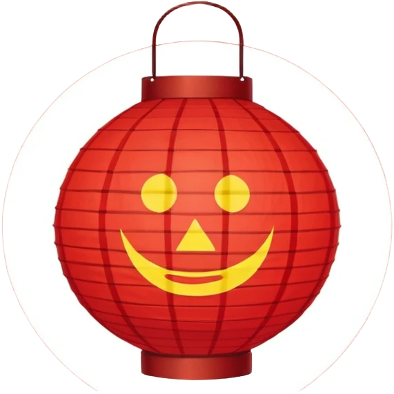red lantern with a character symbol emoji