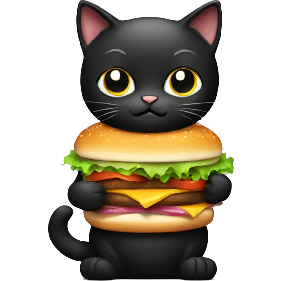 Black cat cooking hamburgers emoji