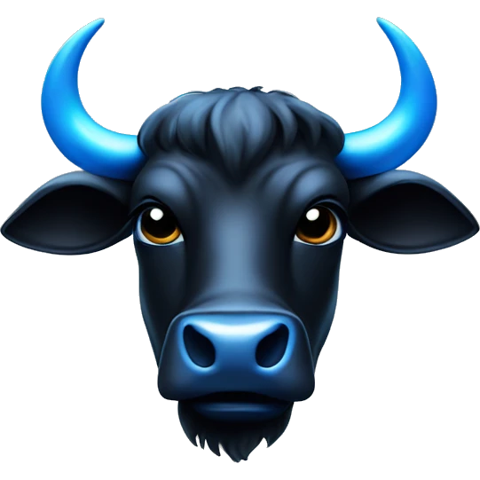 black bull head with a shining blue penta star on his forehead emoji