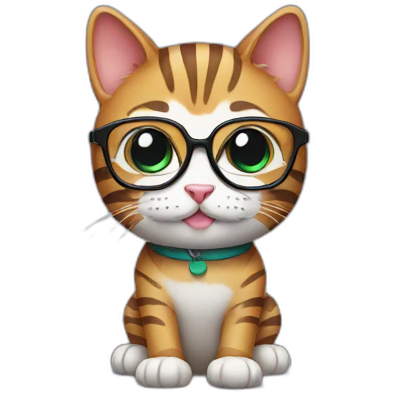 striped cat with glasses emoji