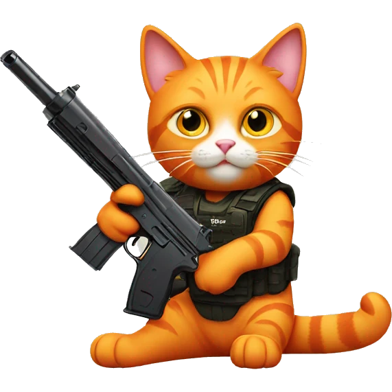 Orange cat  with a gun emoji